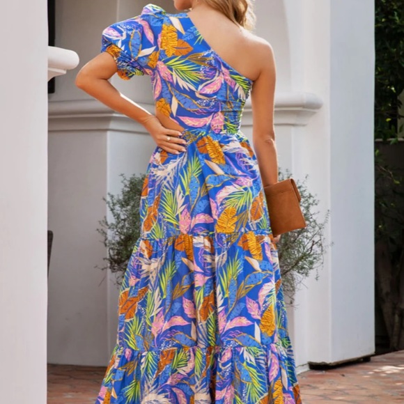 Simone Cotton Printed One Shoulder Cutout Maxi Dress - Picture 6 of 6